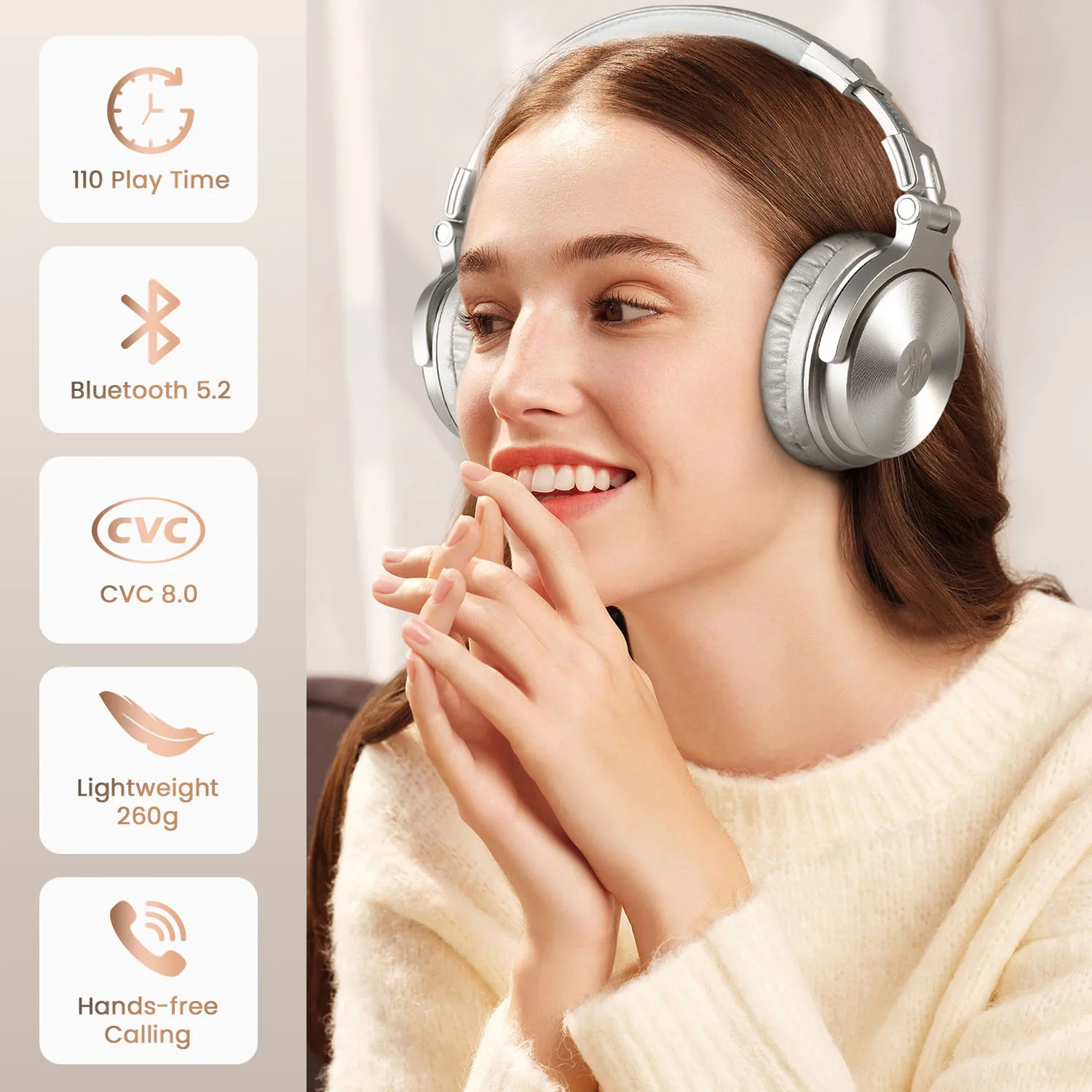 High Quality Pro C Wireless Earphones Headphones Wired Over-ear DJ Headset 50mm Large Driver With 1000mah Battery for PC Phone