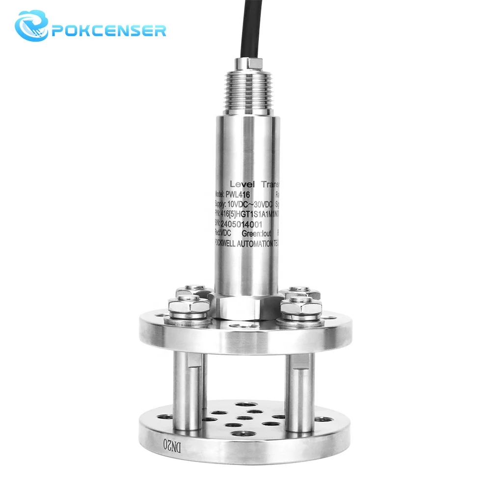 Pokcenser Stainless Steel Submersible Level Sensor for High Density Liquids with Double Flanges