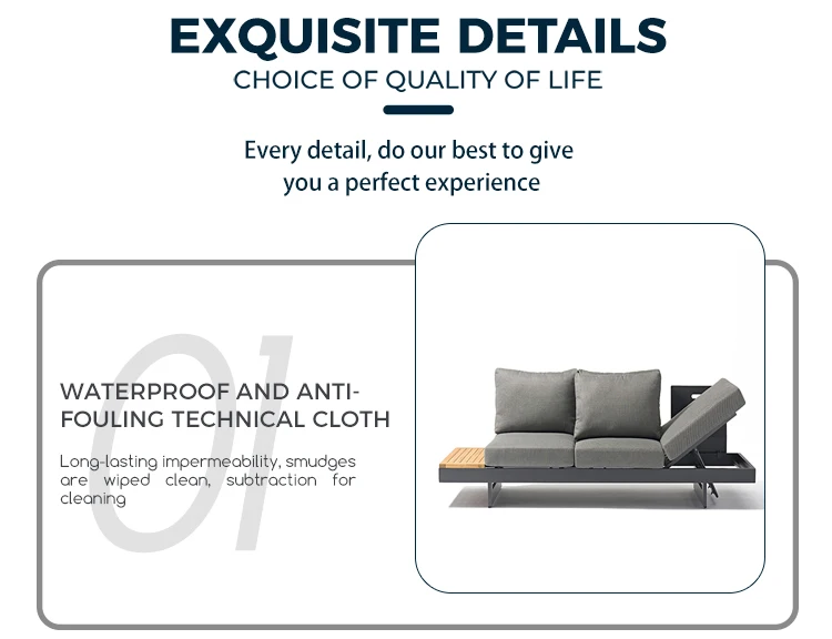 Uland Modern Aluminum Furniture Set Waterproof Convertible Back Garden