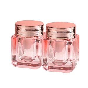 2021 Latest Design Thick Bottom Luxury pink 50ml Cosmetic Glass Jar for Skincare Face Cream Packaging