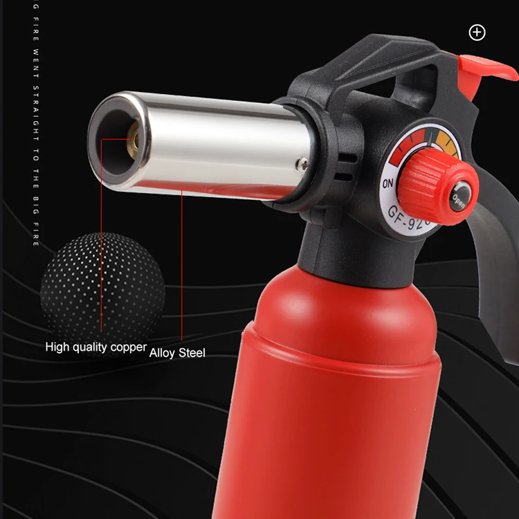 GF-9263 Camping Wholesale Custom 1300c Handheld Fire Extinguisher Shape Big Butane Torch Kitchen Blow Lighter Refillable