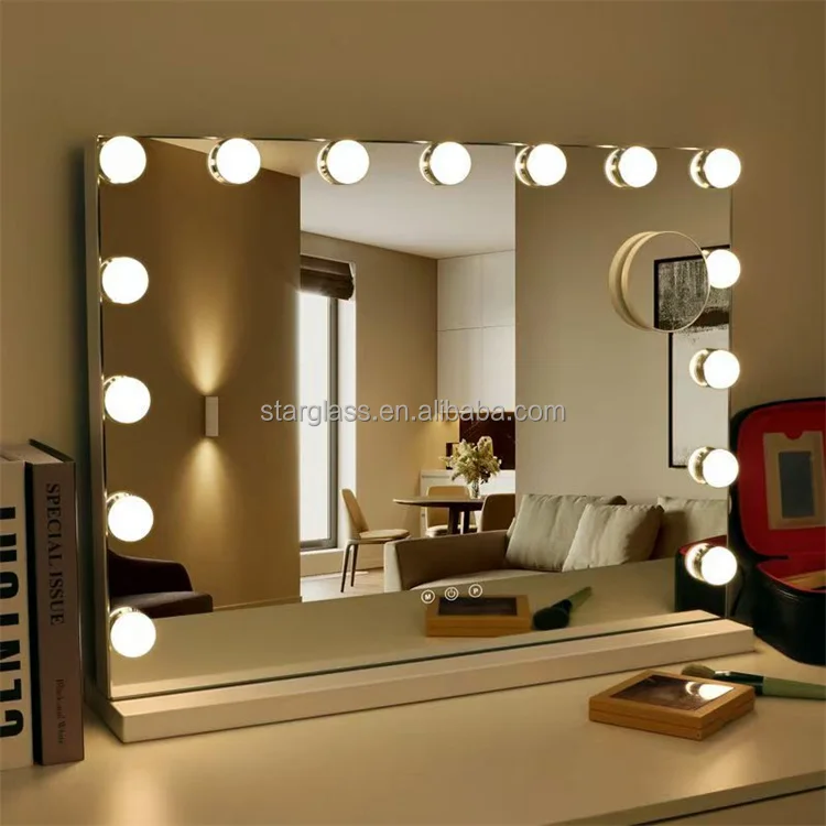 product custom modern luxury led smart touch dressing table desktop photo booth mirror for bedroom bathroom decorative touch switch-6