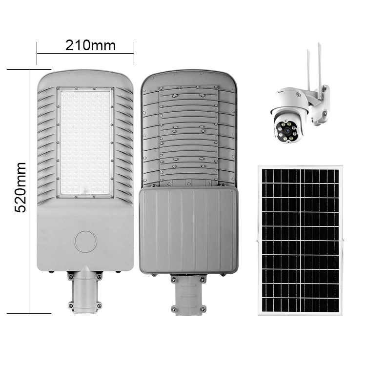 GEBOSUN Wireless Remote Control Outdoor Solar Power Supply Led Street Light Lamp with Cctv Ip Camera