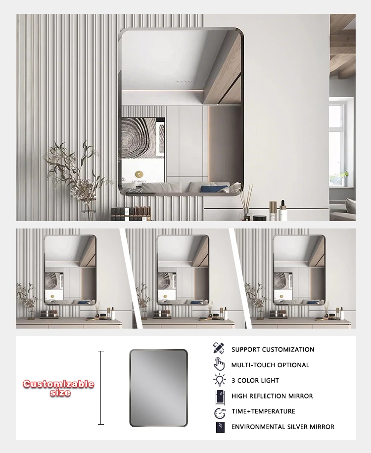 product modern frameless wall decorative mirror luxury clear reflection mirror decorative wall mount vanity mirror-4