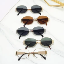 High Quality Custom logo  Eyewear Retro UV protection sun glasses Fashion elliptical shades  sunglasses