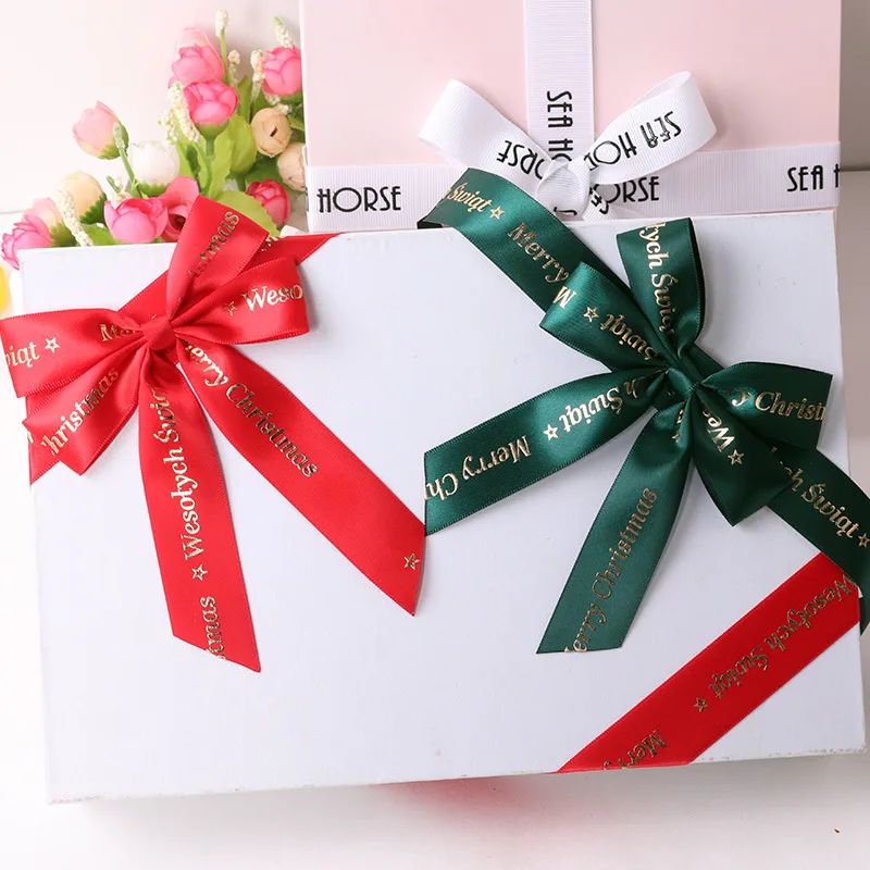 Customizable Handmade Ribbon Bow Gift Box Bow with Rubber Band Christmas Ribbon Bows Ribbon for Christmas Decor