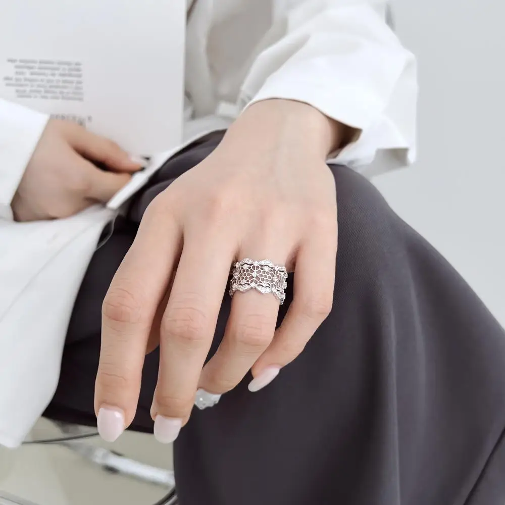 KAKODIY Beehive Elegant Engagement Wedding 5A Zircon 925 Sterling Silver Ring for Women detail 7