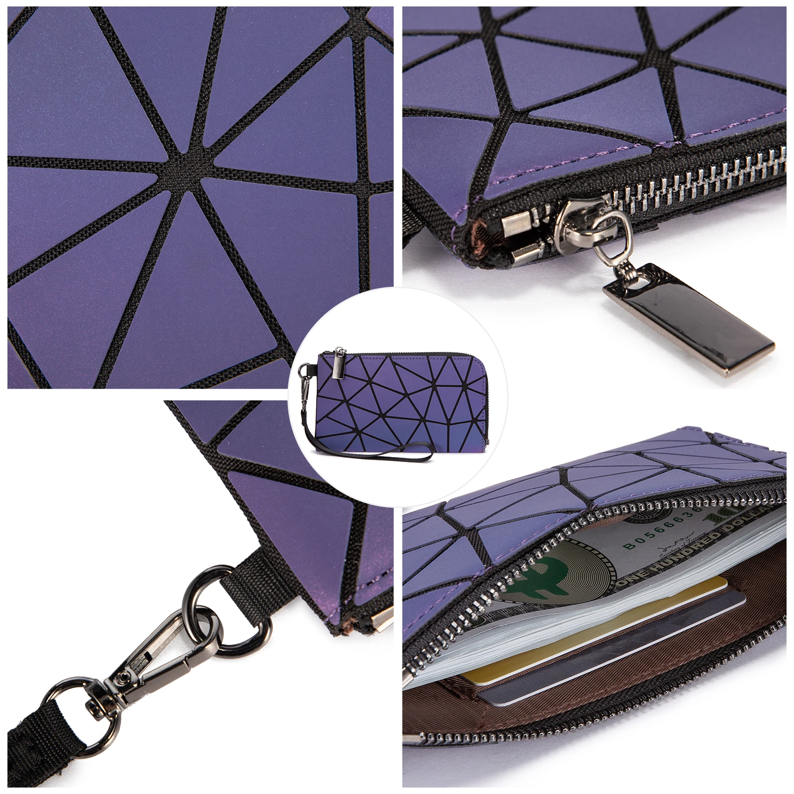 CAFINY Sac à Main Géométrique Holographique Pour Femme - Sac Bandoulière Luminescent Et Pratique