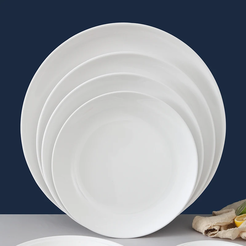 wholesale white round melamine dinnerware set for restaurant serving unbreakable plastic tableware plate