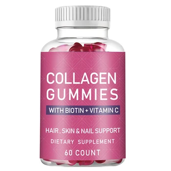 Private Label Wholesale Collagen Gummies Hair Regrowth Multi Best Vitamin C E Supplement Gummy For Skin Nails