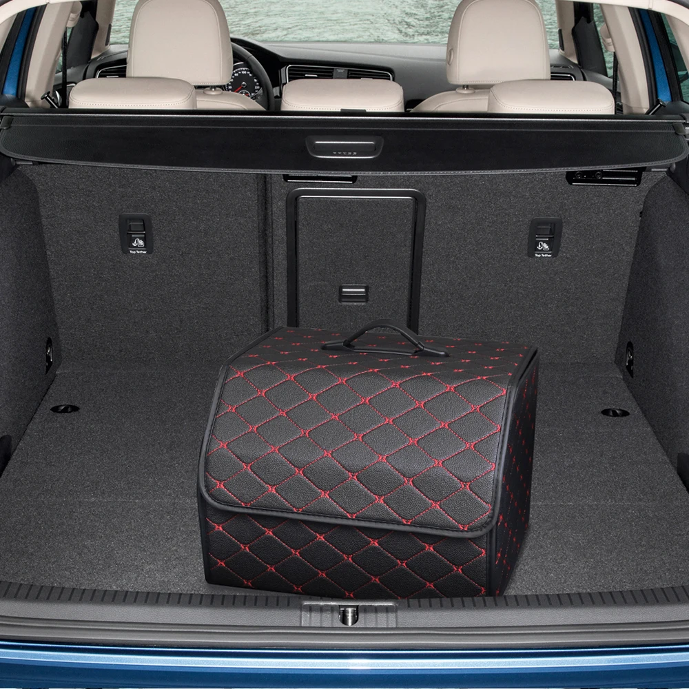 Car Storage Organizer Customized Detachable Folding Leather Car Trunk Organizer Storage Box With 6804