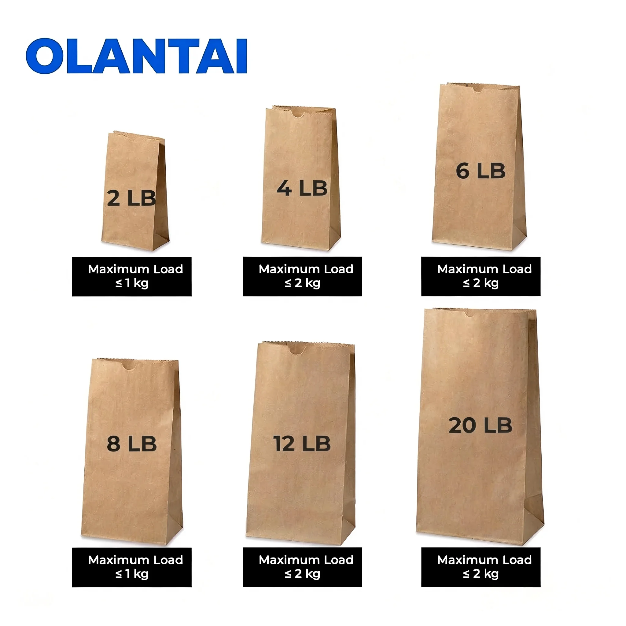 Kraft Paper Bags Eco-Friendly Durable Recyclable Custom Logo Ribbon Handles Brown White Food Packaging