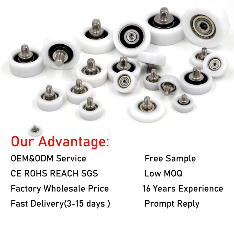 Plastic POM Drawer Roller Slide 19mm 22mm 24mm 26mm 28mm 30mm Drawer Rollers Pulley Replacement Wheels Bearing Pulley With Nuts