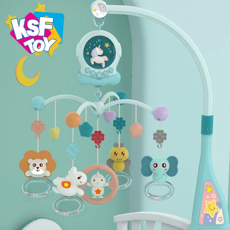 Поворотный музыкальный мобиль для детской кроватки с единорогом подвесной Колокольчик игрушка