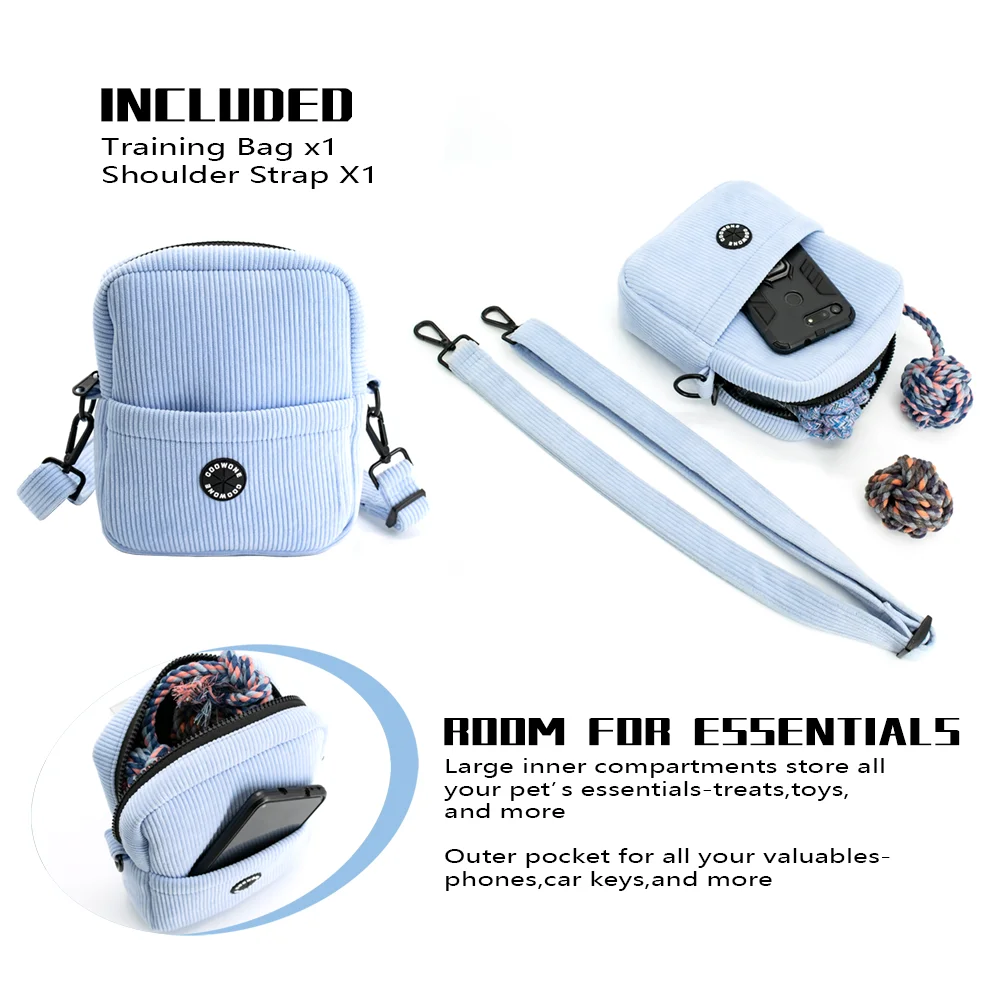 Custom Corduroy Crossbody Dog Walking Bag With Poo Dispenser Pet