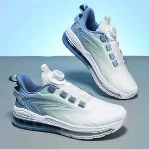 Men Sports Shoes Plus Size Wholesale Custom Breathable Mesh Shock Resistant Thick Sole Anti-slip Causal Trendy Running Shoes