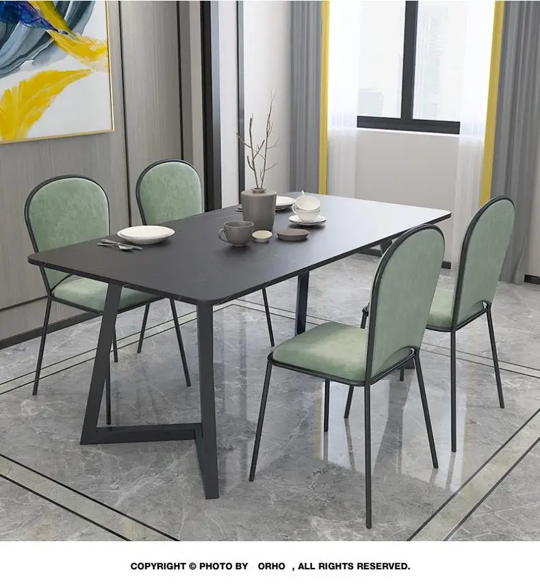 Nordic light luxury combination household modern simple marble dining table set