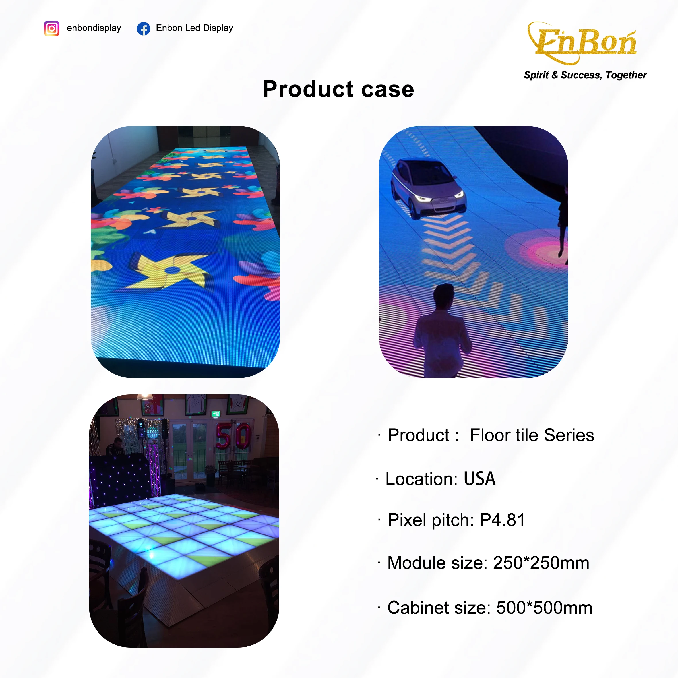 Ip65 Interactive Dance Floor Tile Stage P3.91 P4.81 P6.25mm 500x500mm