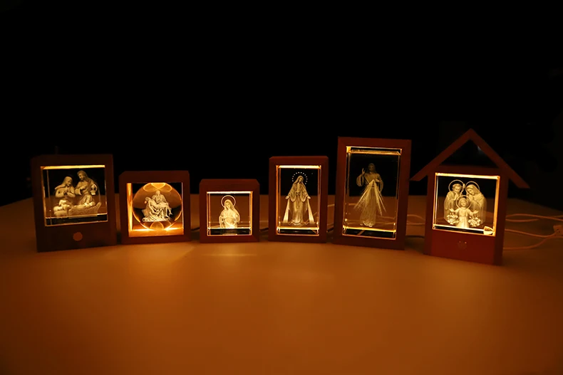 product wholesale warm led light wooden frame gifts engraving religious custom 3d crystal ball-28