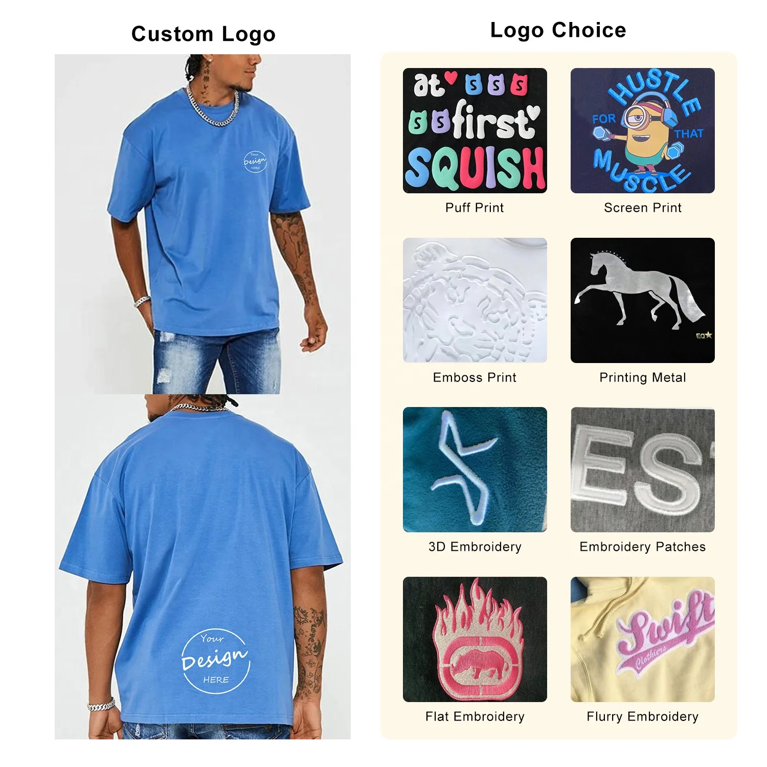 JL1123E Men’s 100 Cotton Oversized Drop Shoulder T-Shirt High Quality Luxury O-Neck T Shirt for Men