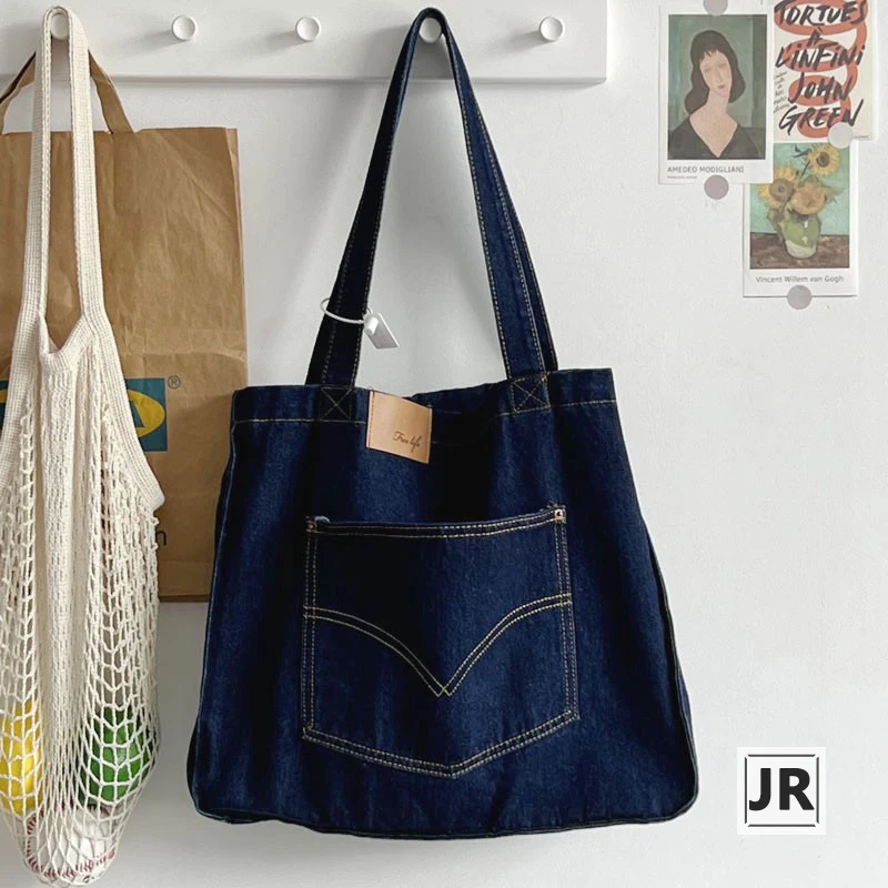 Denim Shoulder Bag For Women, Large Capacity Tote Bag, Vintage