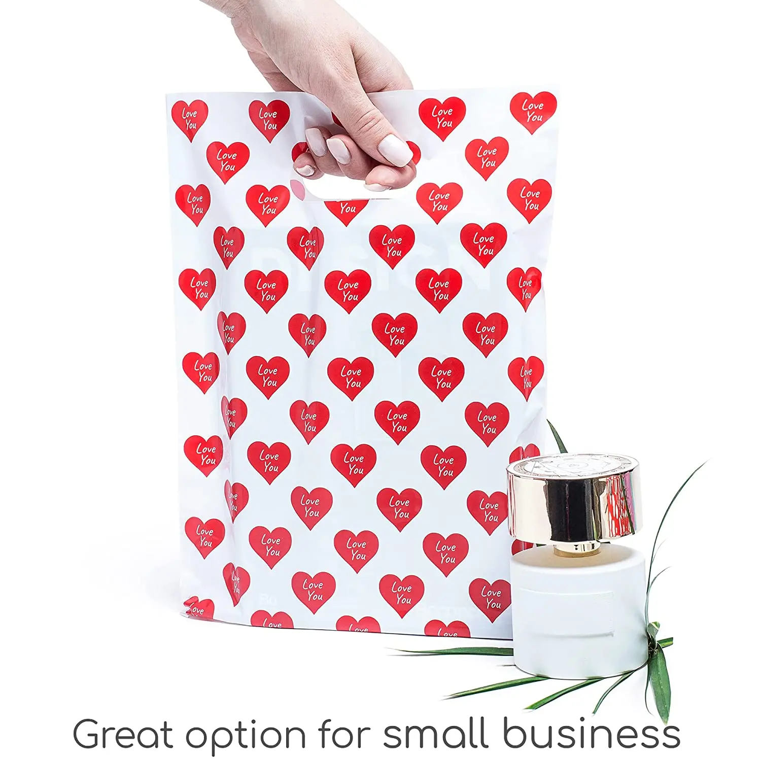 White Plastic Packaging Merchandise Bag With Die Cut Handle 9" X 12