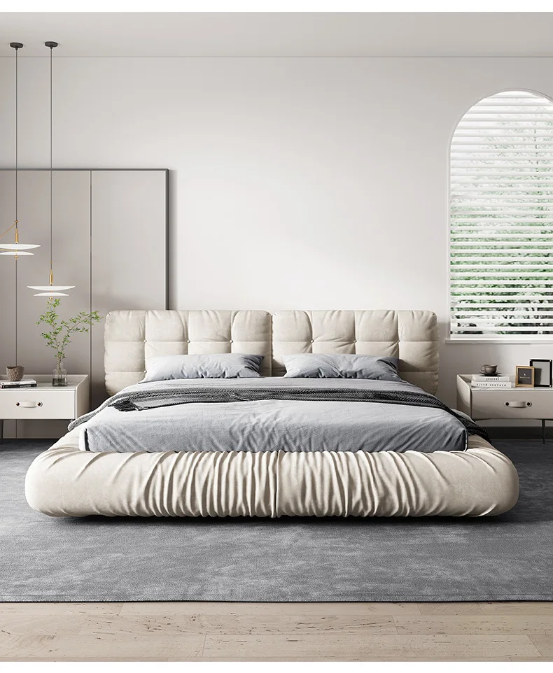 atunus北欧简约云双床框架双人特大床布艺软垫床巴克斯特设计卧室家具
