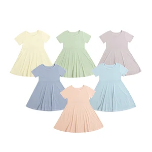 Good Quality Summer Baby Girl Dress Short Sleeve Soft Bamboo Cute Kids Skirts Baby Clothes Dress for Girl