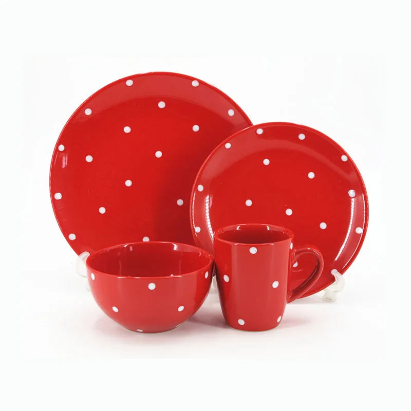 Multi-coloured Polka Dot 20pcs Ceramic Dinner Sets Stoneware Dinnerware