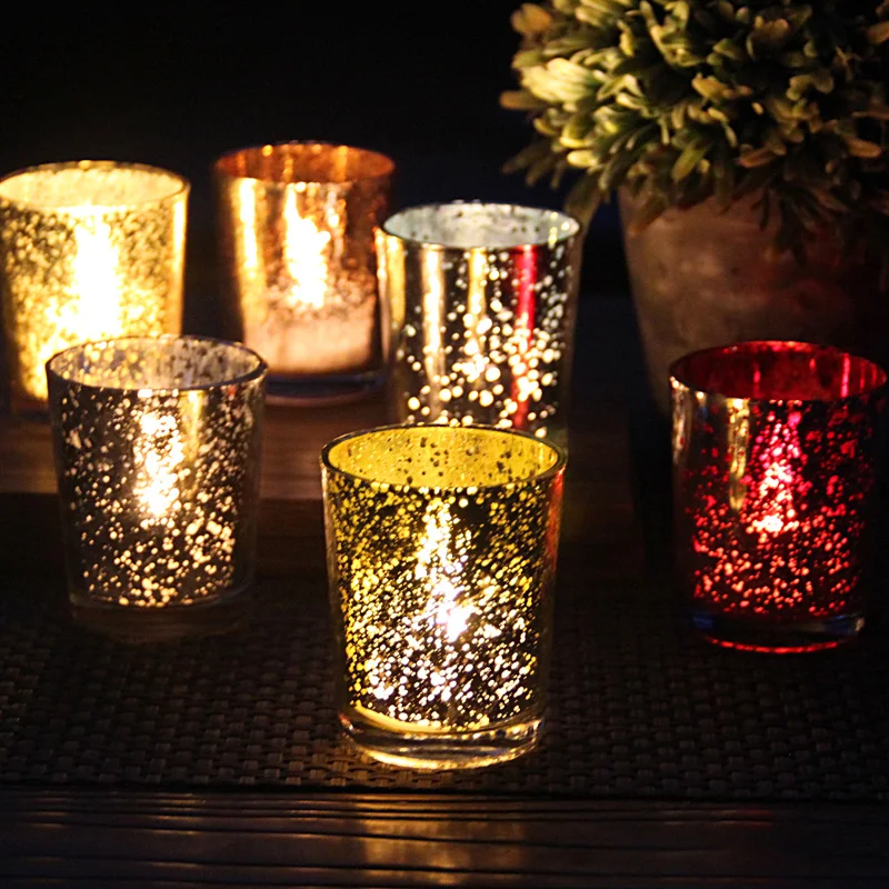 Amz Top Selling Speckled Mercury Gold Glass Votive Candle Holder Bulk ...