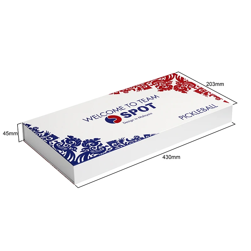 High-End Magnetic Closure Pickleball Racket Gift Box Packaging with Paper Card Insert Custom Logo