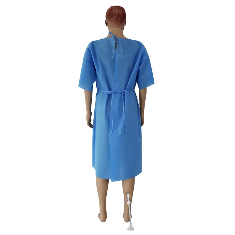Breathable Soft SMS Disposable Cheap Short Sleeve Patient Gowns Dental Gowns for X Ray Checking Dentists