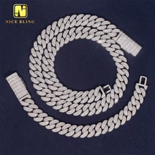 High Quality Hip Hop Rapper Jewelry 13mm 925 Sterling Silver VVS Moissanite Iced Out Diamond Cuban Link Chain Necklace Bracelet