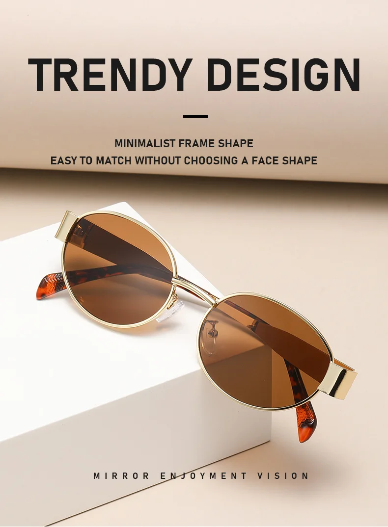 Wholesale Retro Oval Sunglasses - Trendy UV400 Protection display picture 1