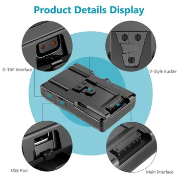 Neewer V Mount/V Lock Battery - 95Wh 14.8V 6600mAh Rechargeable Li-ion Battery for Broadcast Video Camcorder,For  HDCAM detail image