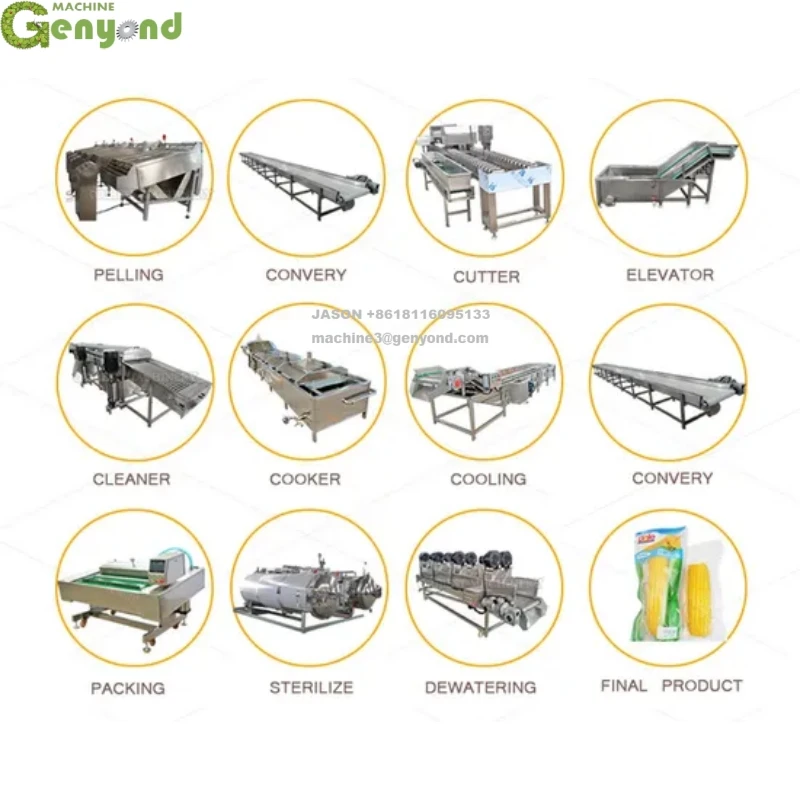 Industrial Sweet Corn Cutter Corn Segments Vacuum Packaging Processing Line