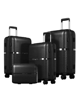 Hot Selling Popular PP Simple Durable Plastic Luggage Sets 4pcs Trolley Suitcase Set with Fixed Casters Men Women