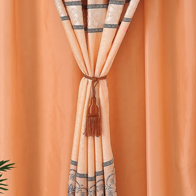 European Style Orange Valance Arabian Latest Curtain Cloth Design for Living Room