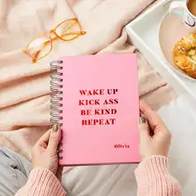Personalized Spiral Notebook Custom Name Journal Hardcover Writing Diary Daily Planner Motivational Quote Book