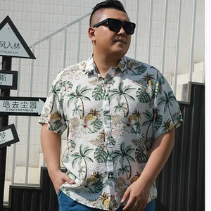 Fashion Summer Men's Printed Shirts All Cotton Beach Short Sleeve Loose Hawaiian Shirt