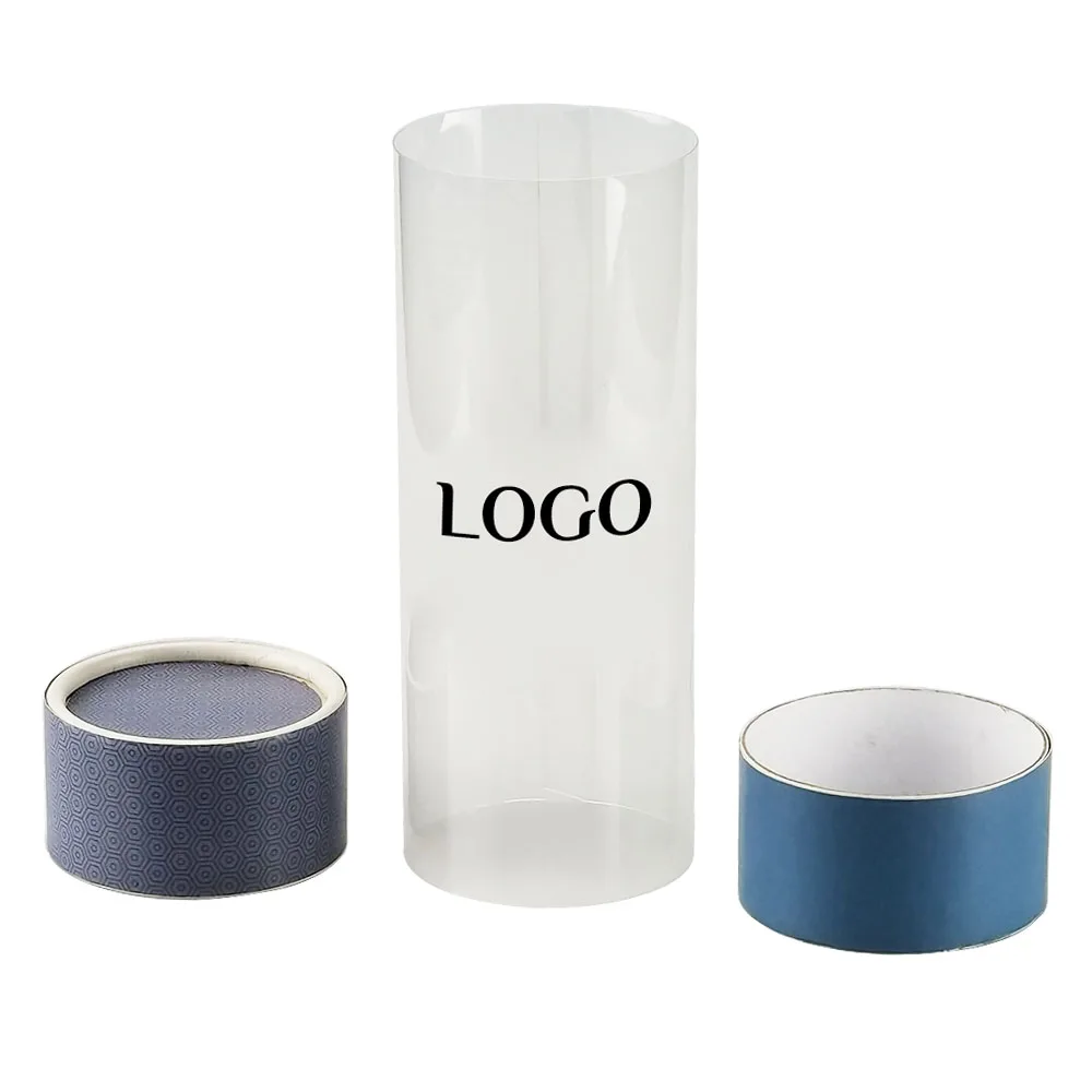 Custom Printing Paper Tube Box Clear Plastic Window Cylinder Packaging Container Tube Box