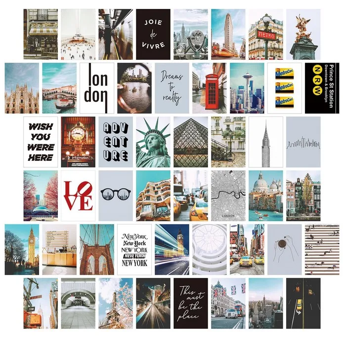 Indie Aesthetic Room Decor, Photo Wall Collage, Indie Room Decor