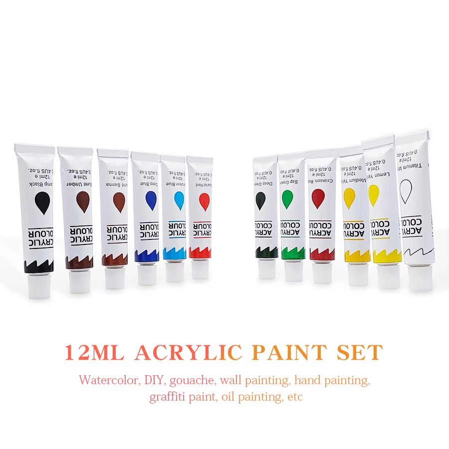 PHOENIX Acrylic Paint Set 12 Color x 12ml / 0.4 Fl Oz Tubes Non