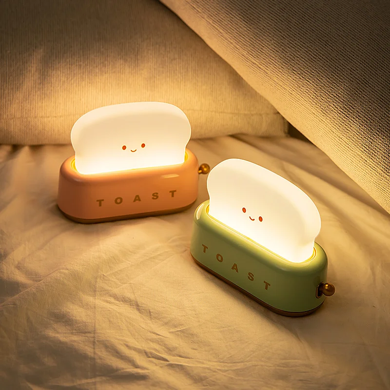 Creative LED Bread Maker Night Light USB Charging Dimming Table Night Light Student Fun Switch Bedside Mood Light for Girl Gift