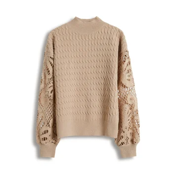 Customized women's sweater solid color round neck jumper winter warm knitwear source factory wholesale