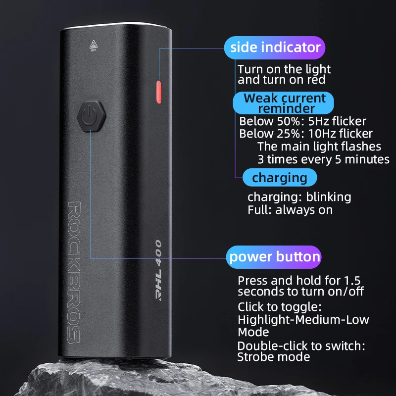 ROCKBROS 400 Lumens USB Rechargeable Bike Light