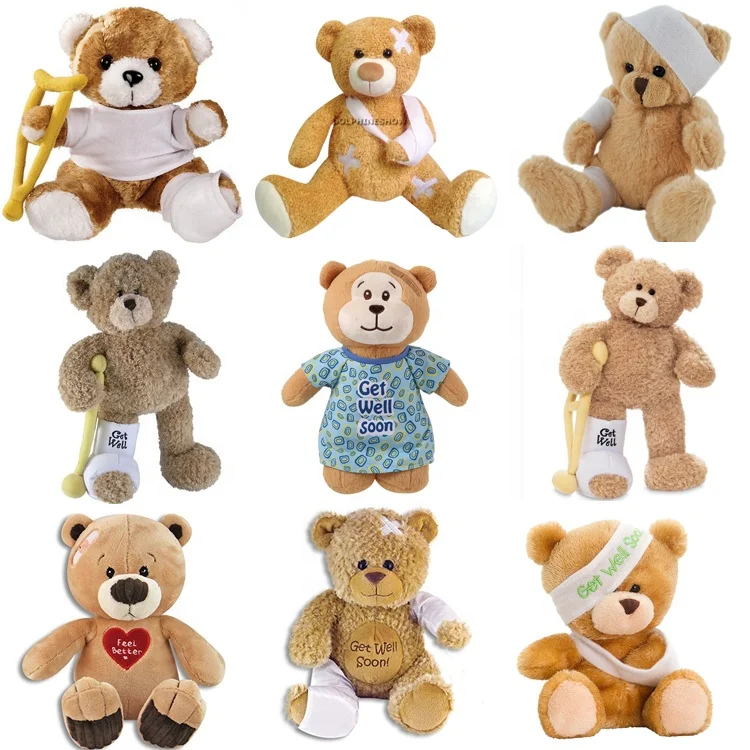 Get Well Soon Plush Teddy Bear in Hospital Patient Gown