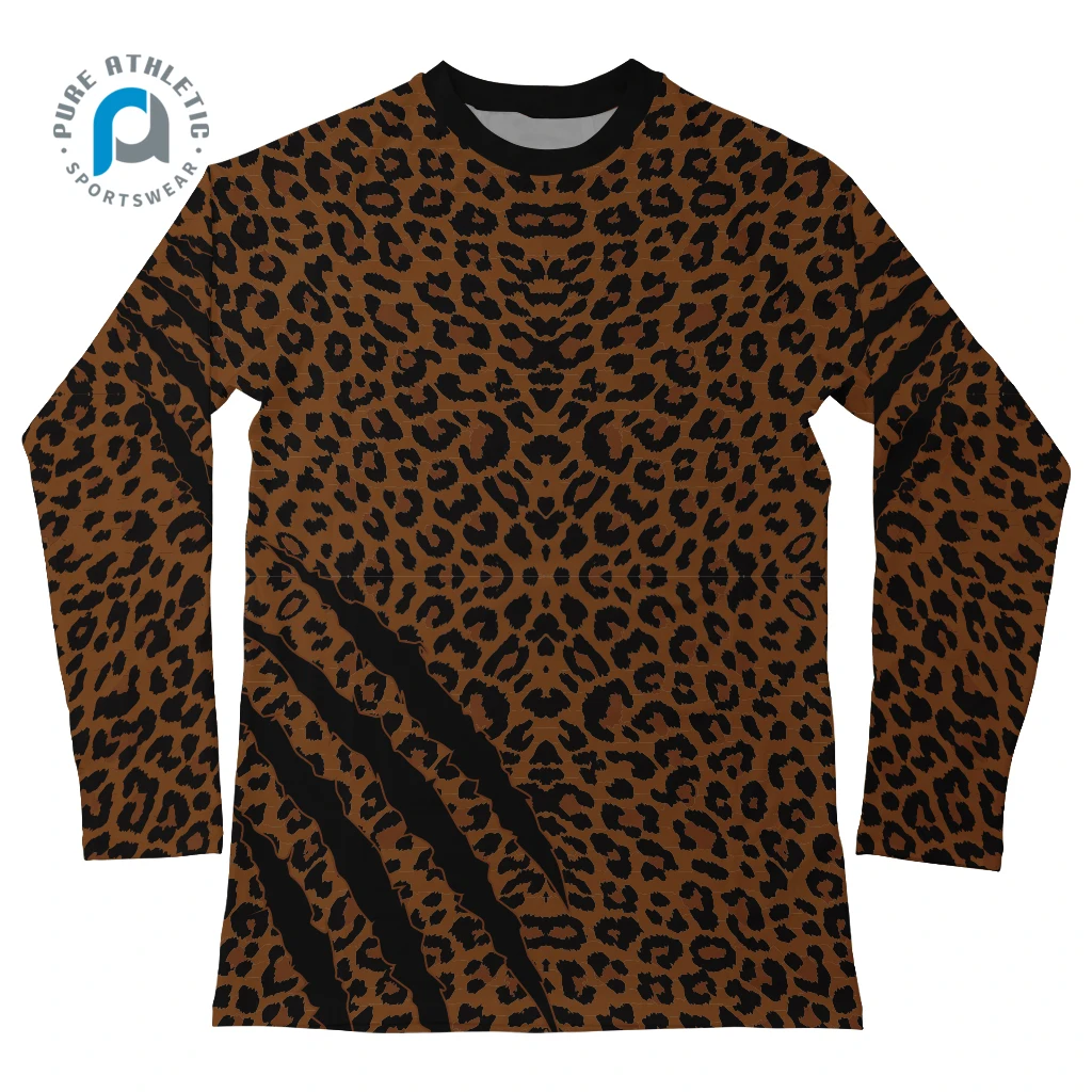 Pure New Design Custom Adult Sublimation Cheetah Polyester Spandex Mens Muscle Compression Shirts