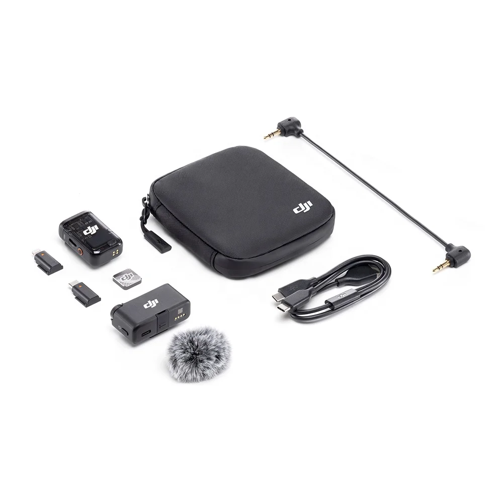 DJI Mic 2 - オスモアクション4用マイク、250m伝送のダブルチャンネル録音