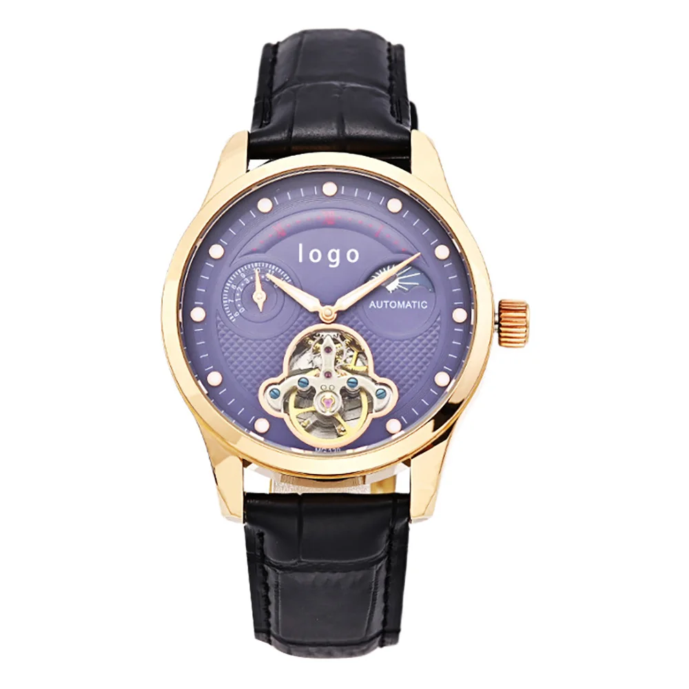 Men Automatic Watch Tourbillon Skeleton Watch Moon Phase Waterproof Multi  Functional Luxury Business Mechanical Watch